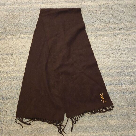Yves Saint Laurent YSL Brown Wool Scarf - Picture 1 of 5